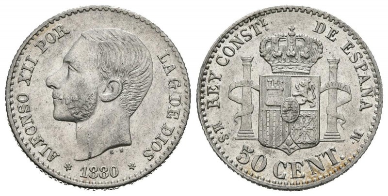 ALFONSO XII (1874-1885). 50 Céntimos (Ar. 2,53g/18mm). 1880. *8-0. Madrid. MSM. ...