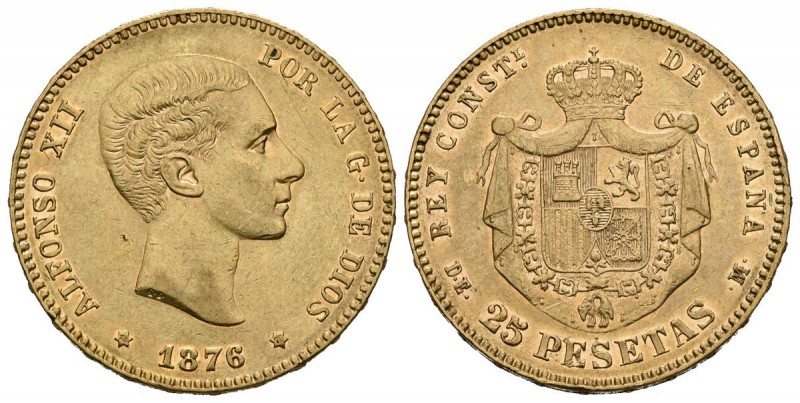 ALFONSO XII (1874-1885). 25 Pesetas. (Au. 8,05g/24mm). 1876 *18-76. Madrid DEM. ...