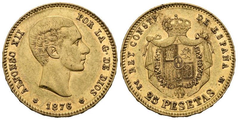 ALFONSO XII (1874-1885). 25 Pesetas. (Au. 8,08g/24mm). 1876 *18-76. Madrid DEM. ...
