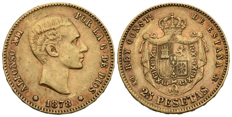 ALFONSO XII (1874-1885). 25 Pesetas. (Au. 8,01g/24mm). 1878 *18-78. Madrid DEM. ...