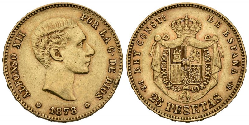 ALFONSO XII (1874-1885). 25 Pesetas. (Au. 8,08g/24mm). 1878 *18-78. Madrid DEM. ...