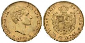 ALFONSO XII (1874-1885). 25 Pesetas. (Au. 8,01g/24mm). 1878 *18-78. Madrid DEM. (Cal-2019-70). MBC+. Estrellas muy flojas. Marquitas.