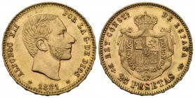 ALFONSO XII (1874-1885). 25 Pesetas. (Au. 8,07g/24mm). 1881 *18-80. Madrid MSM. (Cal-2019-82). EBC-.