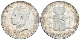 ALFONSO XIII. 2 Pesetas. 1905 *19-05. Madrid SMV. Cal-34. Ar. 9,96g. EBC-.