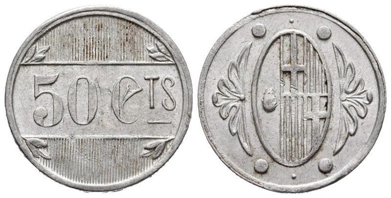 L'AMETLLA DEL VALLES (Barcelona). 50 Céntimos. (Al. 0,57g/20mm). 1936-1939. (Cal...