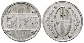 L'AMETLLA DEL VALLES (Barcelona). 50 Céntimos. (Al. 0,57g/20mm). 1936-1939. (Cal-2019-2). Sin inscripción. EBC-.