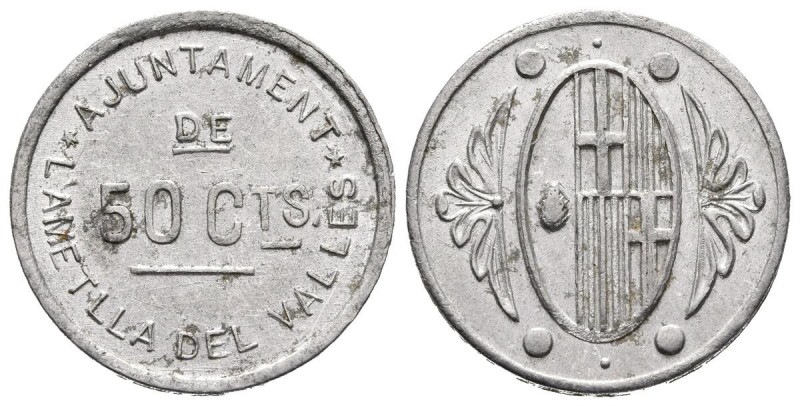 L'AMETLLA DEL VALLES (Barcelona). 50 Céntimos. (Al. 0,94g/20mm). 1936-1939. (Cal...
