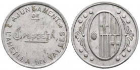 L'AMETLLA DEL VALLES (Barcelona). 1 Peseta. (Al. 1,75g/26mm). 1936-1939. (Cal-2019-5). Valor en letra. EBC-.