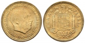 ESTADO ESPAÑOL. 1 Peseta. (AlCu. 3,47g/21mm). 1947 *19-48. Madrid. (Cal-2019-46). SC. Cuño desgastado.