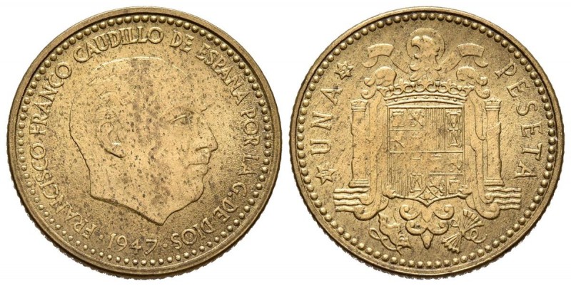 ESTADO ESPAÑOL. 1 Peseta. (AlCu. 3,54g/21mm). 1947 *19-52. Madrid. (Cal-52). SC....