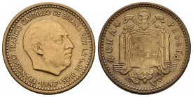 ESTADO ESPAÑOL (1936-1975). 1 Peseta. (AlCu. 3,55g/21mm). 1947 *19-56. Madrid. (Cal-2019-55). MBC. Escasa.