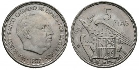 ESTADO ESPAÑOL (1936-1975). 5 Pesetas. (Ni. 5,78g/23mm). 1957 *65. Madrid. (Cal-2019-105). SC.