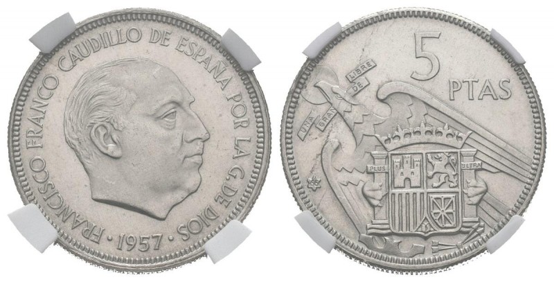 ESTADO ESPAÑOL (1939-1975). 5 Pesetas. (Ni. 5,75g/23mm)*. 1957 *19-66. Madrid. (...