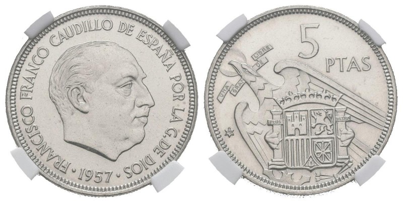 ESTADO ESPAÑOL (1939-1975). 5 Pesetas. (Ni. 5,75g/23mm)*. 1957 *19-70. Madrid. (...