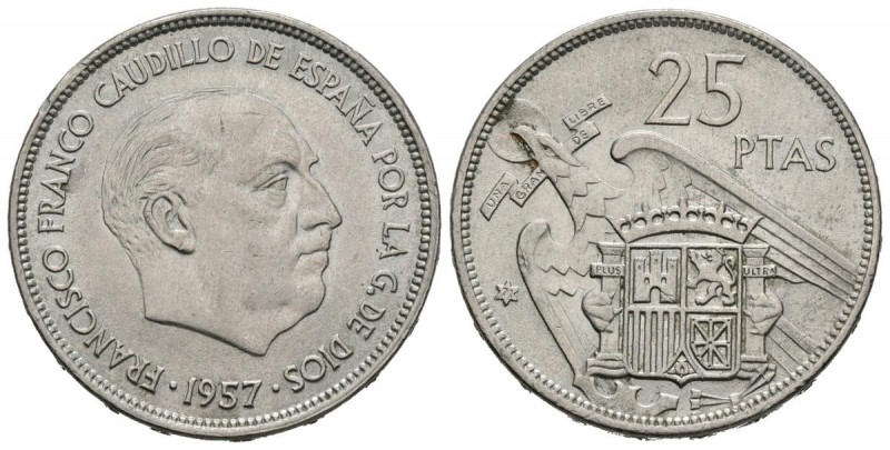 ESTADO ESPAÑOL (1939-1975). 25 Pesetas. (Ni. 8,48g/27mm). 1957 *19-71. Madrid. (...
