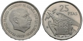 ESTADO ESPAÑOL. (1936-1975). 25 Pesetas. (Ni. 8,49g/27mm). 1957 *72. Madrid. (Cal-2019-127). PROOF. Suave pátina.