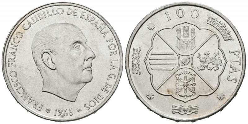 ESTADO ESPAÑOL (1936-1975). 100 Pesetas (Ar. 18,99g/34mm). 1966 *19-68. Madrid. ...