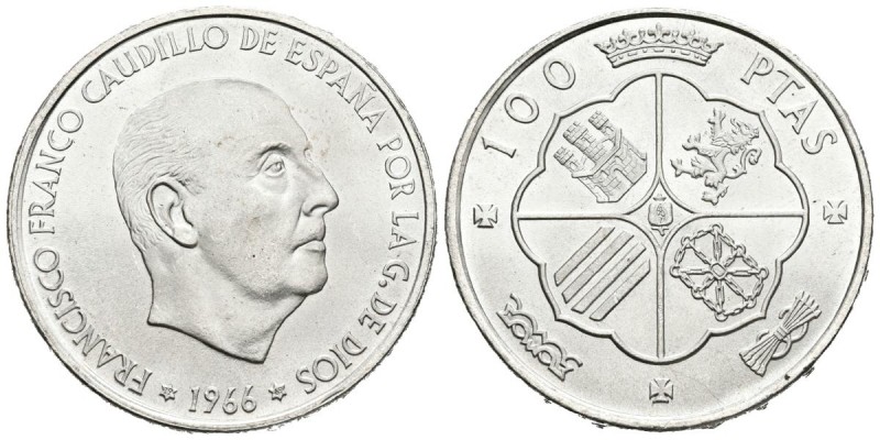 ESTADO ESPAÑOL (1939-1975). 100 Pesetas. (Ar. 19,13g/34mm). 1966 *19-69. Madrid....