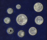 JUAN CARLOS I. Serie completa conmemorativa con los valores: 1, 5, 10, 25, 50, 100, 200, 500 y 2000 Pesetas. 2000-2001. "LAS ULTIMAS PESETAS EN PLATA"...
