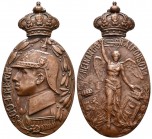 ESPAÑA. Alfonso XII (1885-1931). Medalla al Mérito Militar (Ae.19,95g/28x52mm). Forma ovalada y con corona fija. Medalla concedida a suboficiales y a ...