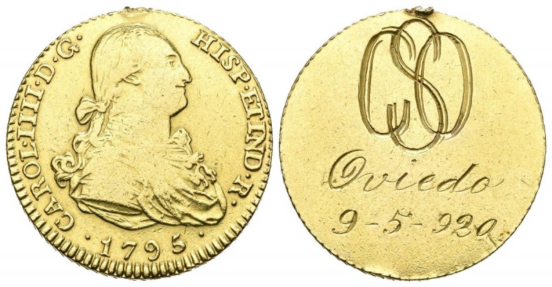 MONARQUIA ESPAÑOLA, Carlos IV (1788-1808). Medalla. (Au. 6,14g/22mm). 1795. Meda...