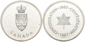 CANADA. 100 Aniversario de la Confederación Canadiense. 1867-1967. (Ar. 24,77g/36mm). 1967. SC-. Rayitas.