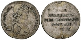REPÚBLICA CISALPINA. 30 Soldi (Ar. 7,15g/29mm). Año IX (1801). Conmemoración de la Paz de Lunéville del 9 de febrero de 1801 que confirma la independe...