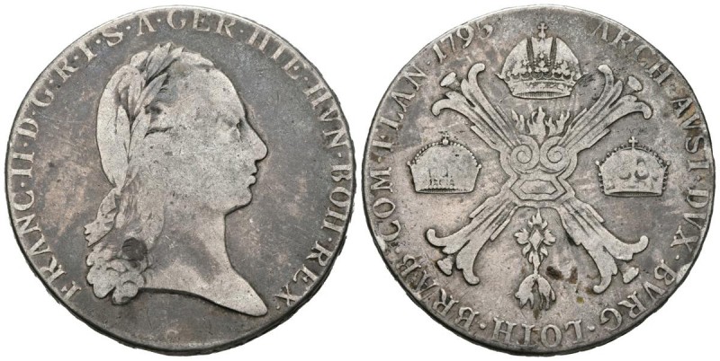 AUSTRIA. 1 Thaler. (Ar. 29,06g/39mm). 1795. Francisco II (Km#62). BC+