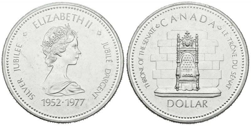 CANADA. 1 Dollar (Ar. 23,09g/36mm). 1977. Isabel II. Jubileo. (Km#118). EBC. Ray...