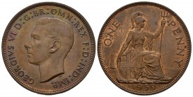 GRAN BRETAÑA. 1 Penny. (Ae.9,42g/31mm). 1939. Jorge VI. (Km#845) EBC. Extraordinaria pátina irisada.