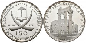 GUINEA ECUATORIAL. 150 Pesetas Guineanas (Ar.30,14g/45mm). 1970. Centenario Roma Capital (1870-1970). (Km#15). Proof.