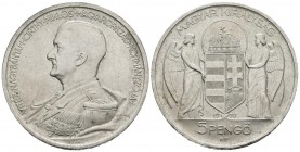 HUNGRIA. 5 Pengo. (Ar.25,14g/36mm). 1939. Budapest. (Km#517). SC.