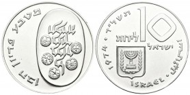 ISRAEL. 10 Lirot. (Ar. 26,00g/37mm). 1974. (Km#76.1). SC.