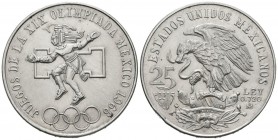 MEXICO. 25 Pesos. (Ar. 22,50g/38mm). 1968. Juegos Olímpicos MEXICO´68. (Km#468). EBC+.