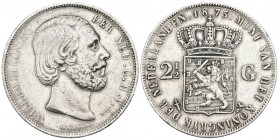 PAISES BAJOS. 2 1/2 Gulden. (Ar. 24.92g/38mm). 1873. Willem II. (Km#82). MBC.