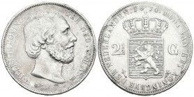 PAISES BAJOS. 2 1/2 Gulden. (Ar. 24.76g/38mm). 1874. Willem II. (Km#82). MBC