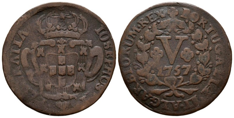 PORTUGAL. V Reis. (Ae. 5,48g/29mm). 1757. (Km#242.1). MBC-.