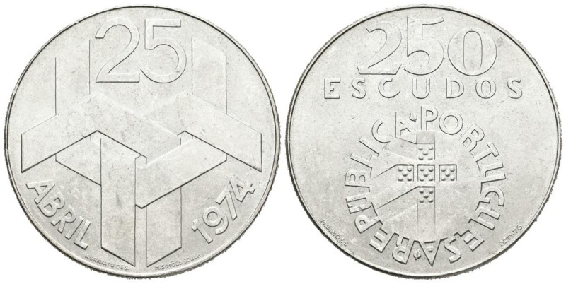 PORTUGAL. 250 Escudos. (Ar. 24,87g/37mm). 1974. (Km#604). EBC-.