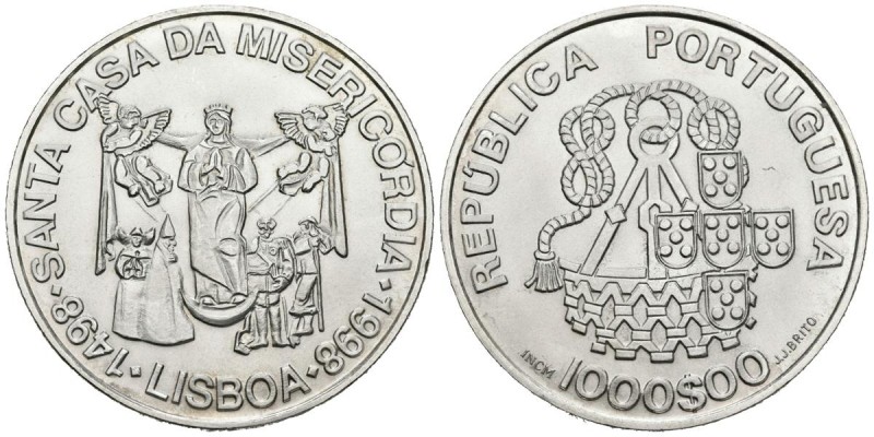 PORTUGAL. 1000 Escudos. (Ar. 27,15g/40mm). 1998. Santa Casa de Misericordia. (Km...