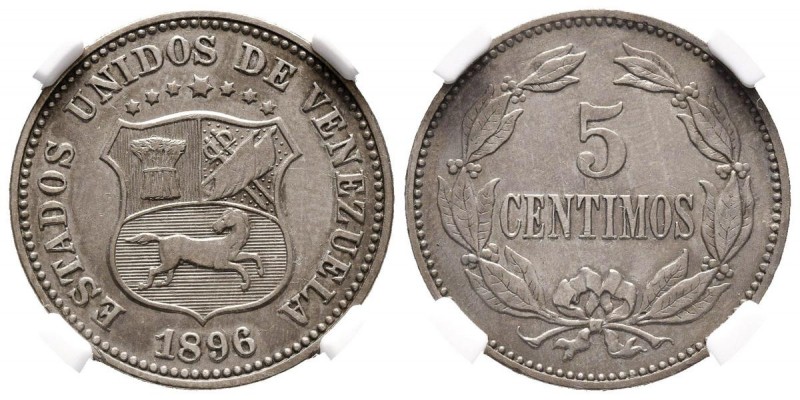 ESTADOS UNIDOS DE VENEZUELA. 5 Céntimos. (CuNi. 2,00g/19mm). 1896. Berlín. (Km#Y...