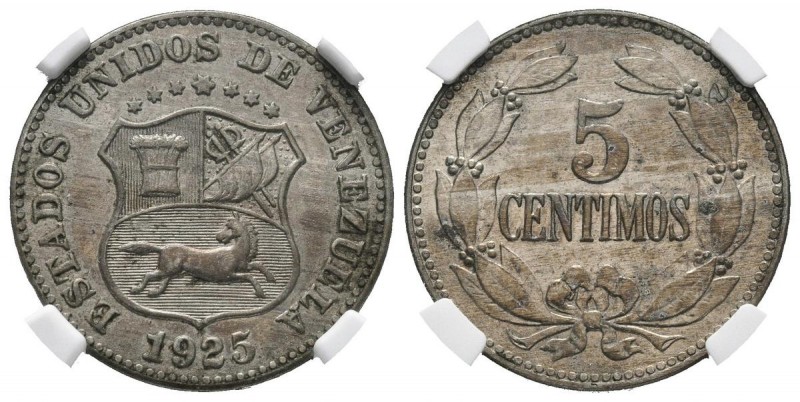 ESTADOS UNIDOS DE VENEZUELA. 5 Céntimos. (CuNi. 2,30g/19mm). 1925. Philadelphia....