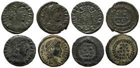 IMPERIO ROMANO. Lote compuesto por 4 bronces pequeños pertenecientes a distintos emperadores del Bajo Imperio. A EXAMINAR.