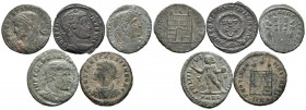 IMPERIO ROMANO. Lote compuesto por 5 bronces pequeños de diferentes emperadores del bajo imperio. A EXAMINAR.