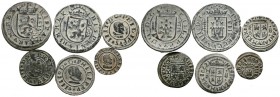 MONARQUIA ESPAÑOLA. Conjunto compuesto por 6 monedas de Felipe III y Felipe IV de diferentes valores y fechas. A EXAMINAR.