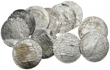 CARLOS IV. Lote compuesto por 11 monedas de 2 Reales de Guatemala M, comprendiendo los años desde 1790 hasta 1800. Todas presentan oxidaciones. Ar. A ...