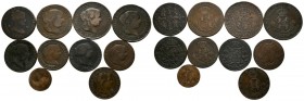 MONARQUIA ESPAÑOLA. Bonito lote compuesto por 10 cobres acuñados durante el reinado de Isabel II. Diferentes módulos así como estados de conservación....