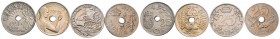 ESTADO ESPAÑOL. Precioso conjunto formado por 4 monedas de 25 Céntimos de diferentes periodos históricos contemporáneos: reinado de Alfonso XIII, II R...
