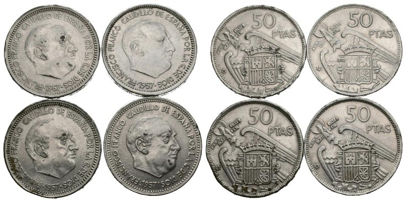 ESTADO ESPAÑOL. Curioso conjunto compuesto por 4 monedas de 50 Pesetas de 1957 (...