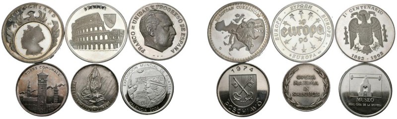 MEDALLAS. Interesante comjunto de 6 medallas de plata de diferentes temáticas y ...