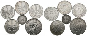 MONEDAS EXTRANJERAS. Bonito conjunto formado por 6 monedas de plata de Alemania de diferentes momentos históricos. El lote incluye 1 moneda de Prusia ...